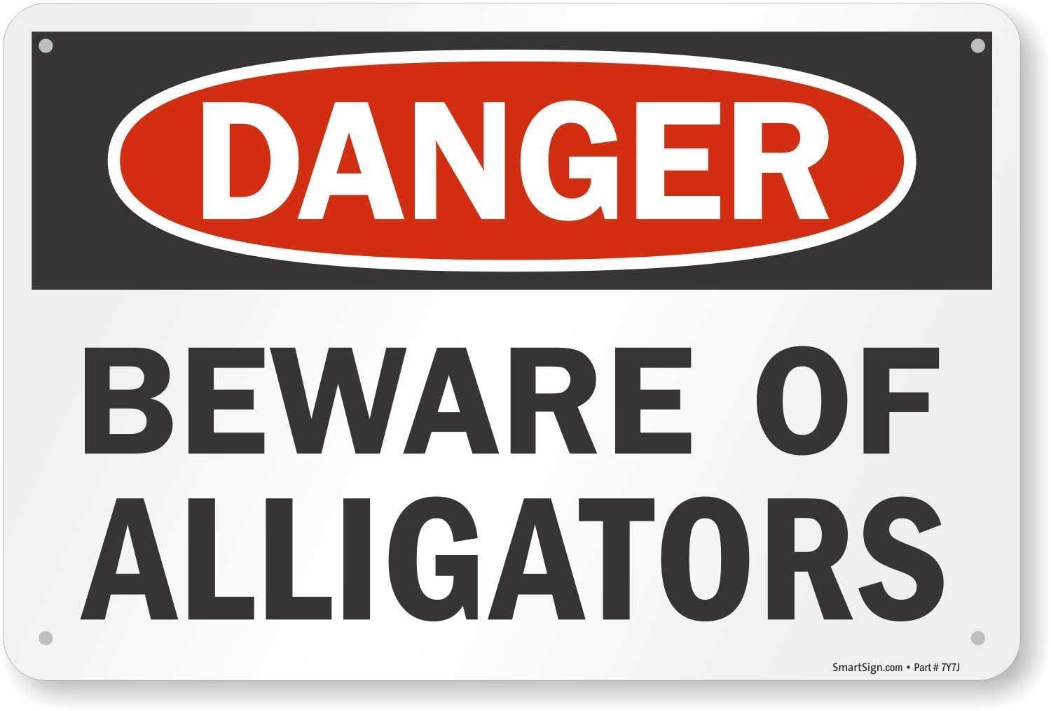 Danger Beware of Alligators Sign, 12×18 Inch Aluminum Safety Warning Yard