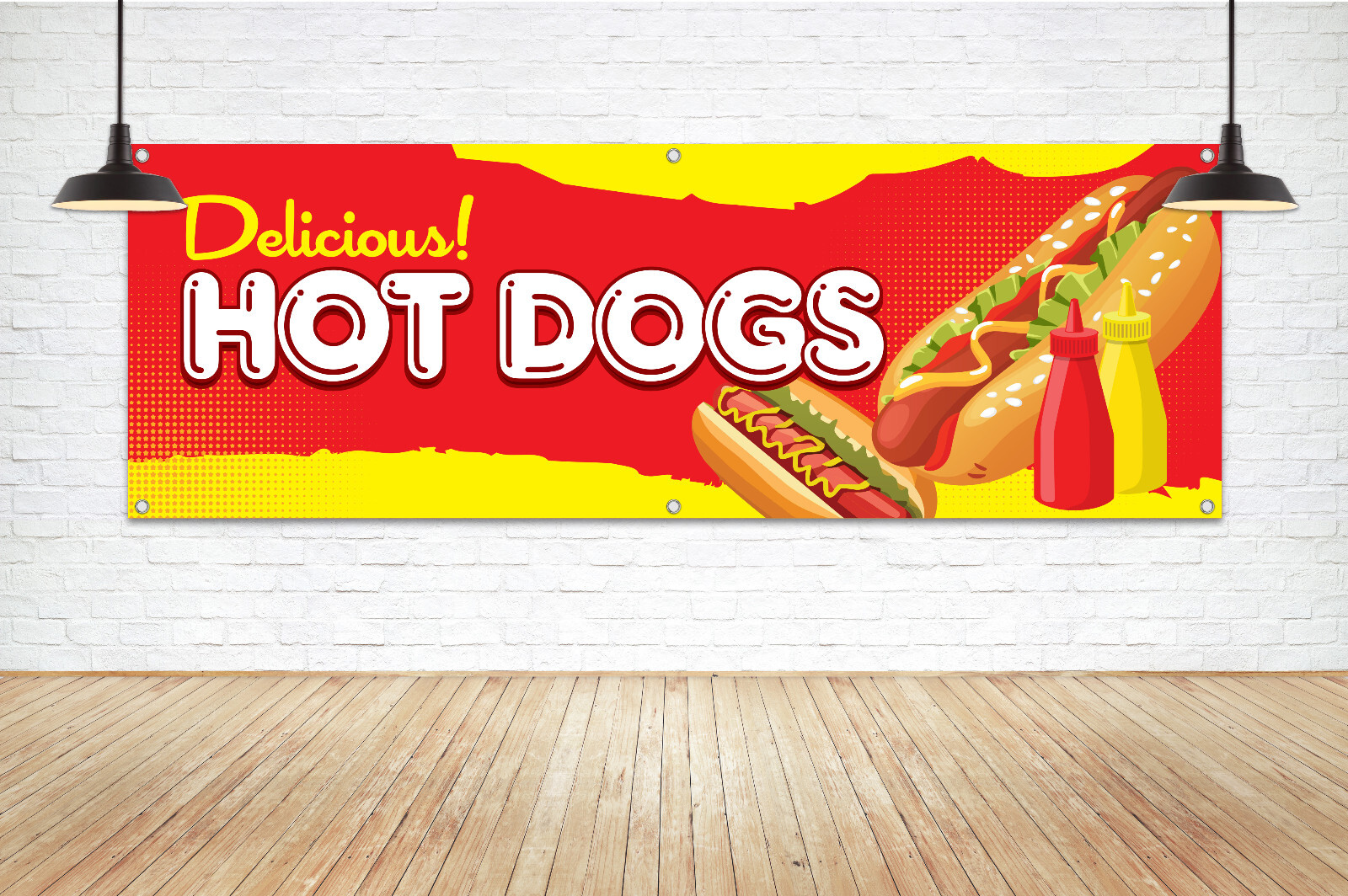 Delicious HOT DOGS Generic Vinyl Banner Sign Food Truck Festival Concession Vend