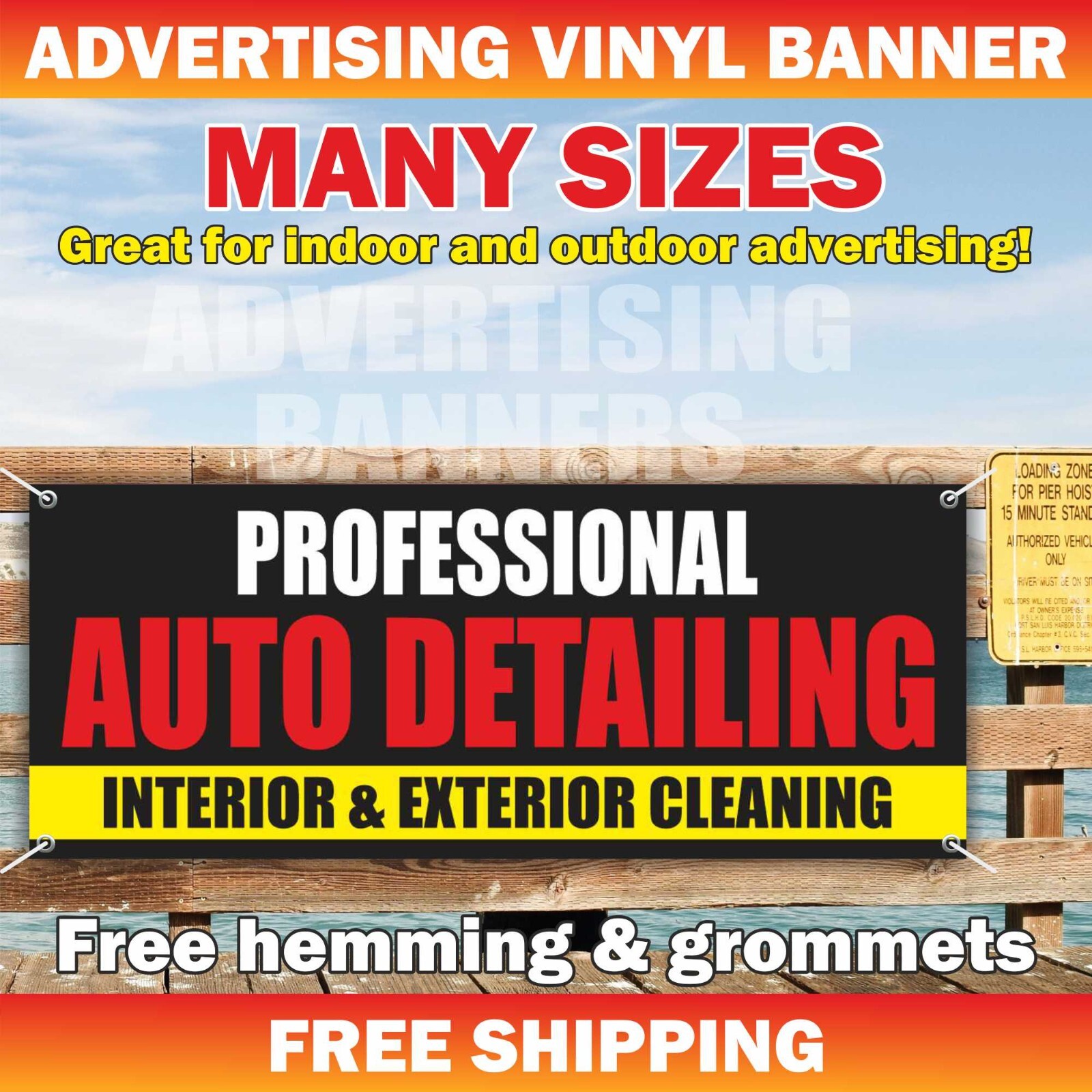 PROFESSIONAL AUTO DETAILING Banner Vinyl Sign INTERIOR EXTERIOR CLEANING Service