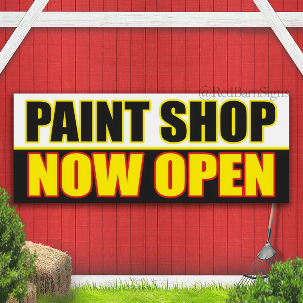 PAINT SHOP OPEN Auto Car Service Mechanic Repair Indoor Outdoor Banner Sign