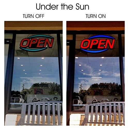 32” X 17” New Jumbo ULTRA BRIGHT LED Open Sign — Remote Controlled — Red/Blue