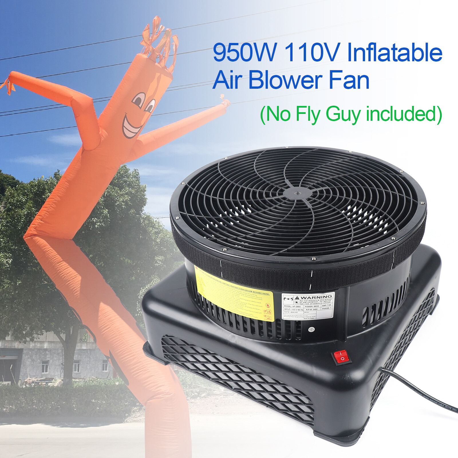 17.7″ Air Blower Fan Fit Inflatable Wind Dancer Tube Man Fly Guy Sky Puppet 950W