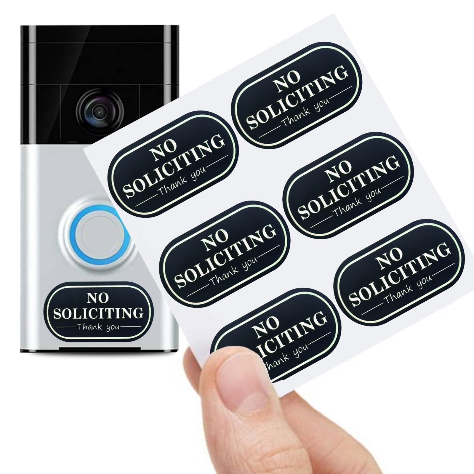 Small No Soliciting Sign for House,6 Pcs No Soliciting Sign,with Glow in The Dar