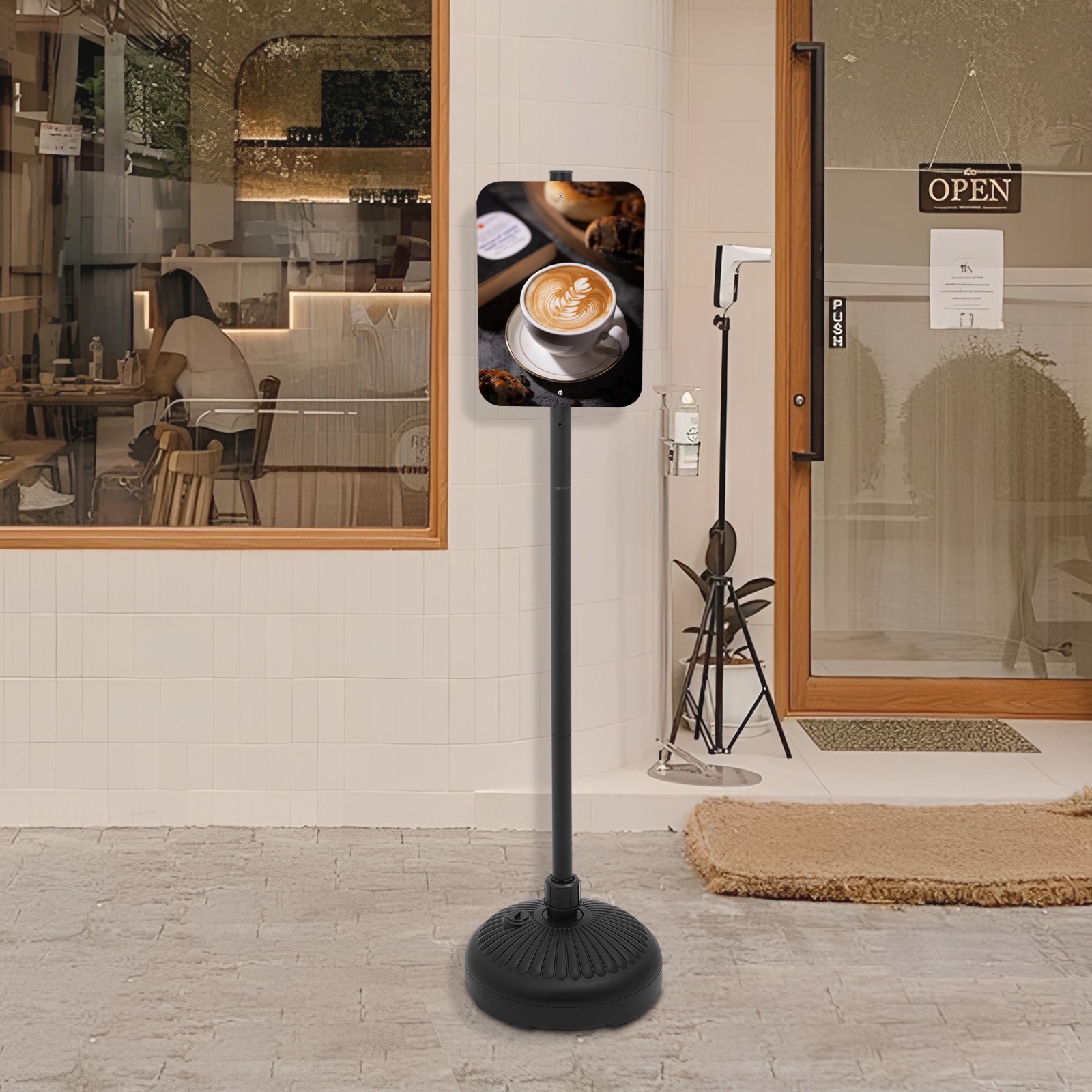 5.25ft Black Dual-Sided Floorstanding Sign Holder Stand with Round Base