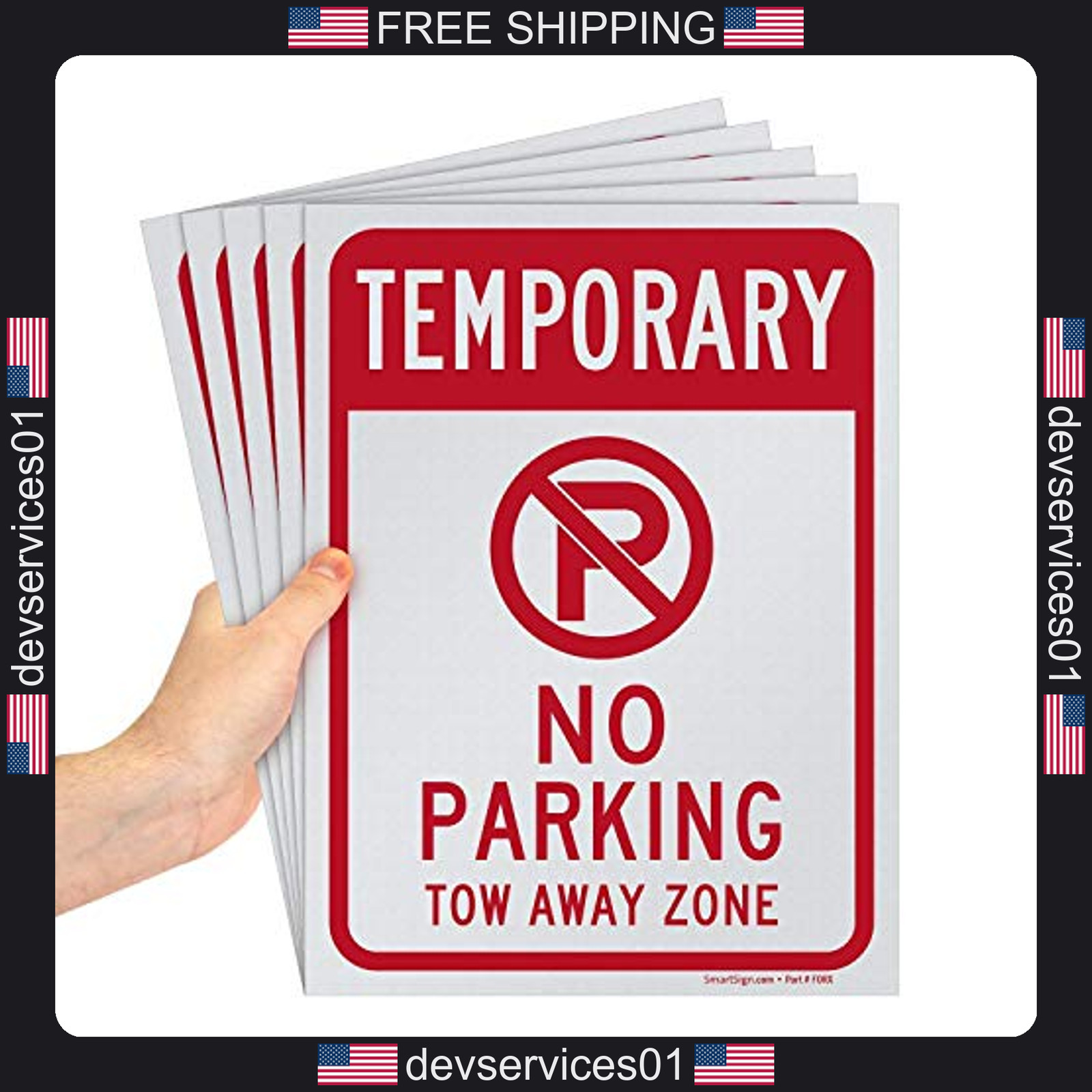 5 Pack No Parking Tow Away Zone Signs 9×12 Inches