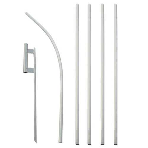 Feather Flutter Swooper Flag 16′ POLE + SPIKE Ground Stake Mount KIT 6 PACK