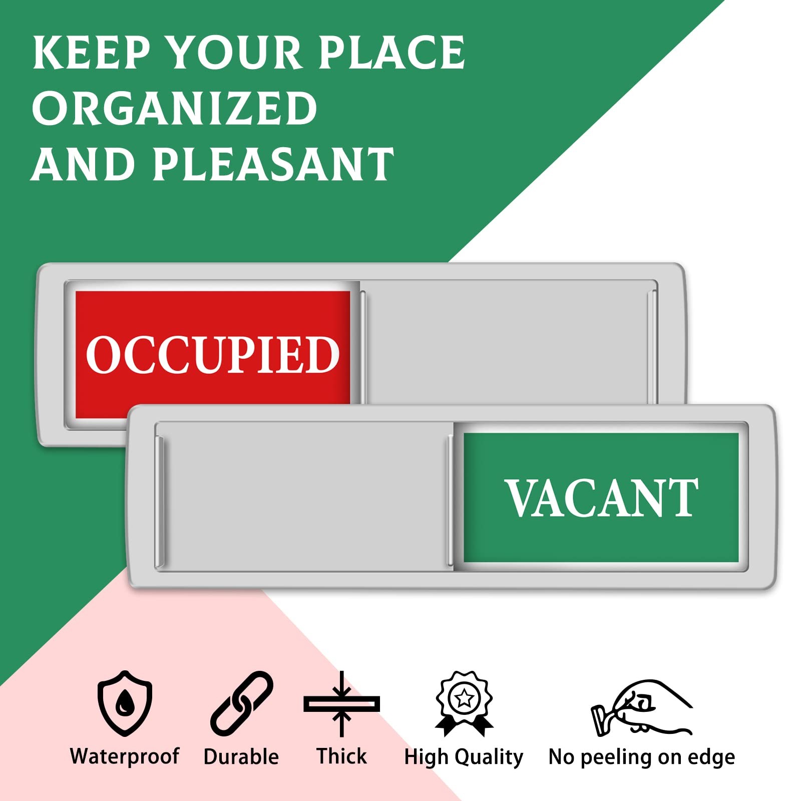 Vacant Occupied Door Slider Privacy Sign for Bathroom Home Office Restroom