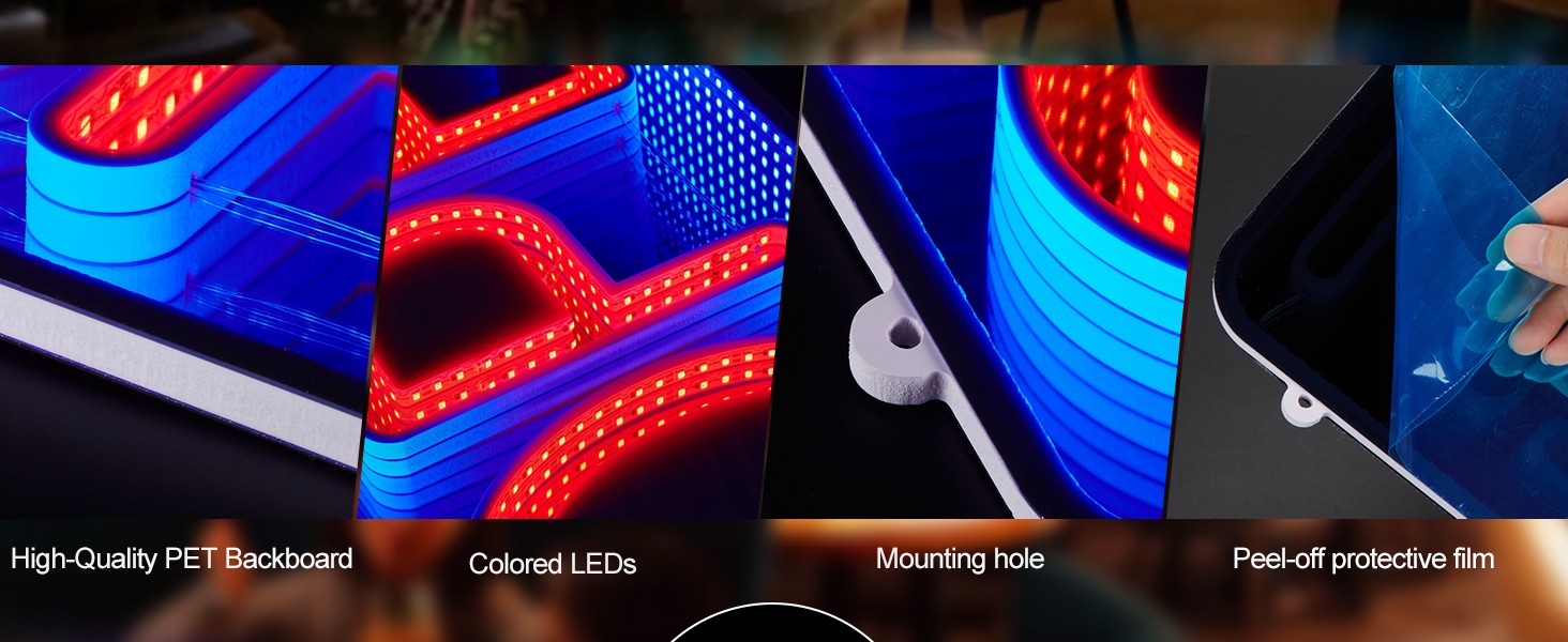 Open & Closed Neon Signs Double-Sided 3D Mirror LED Hanging Billboard Store Bar