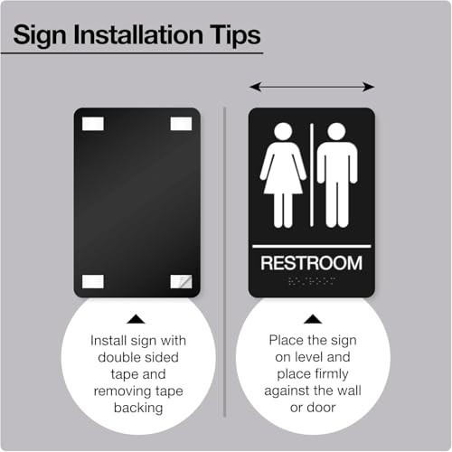 Unisex Braille Restroom Signs – Gender Neutral Bathroom Sign 9″x6″ – Pack of 10