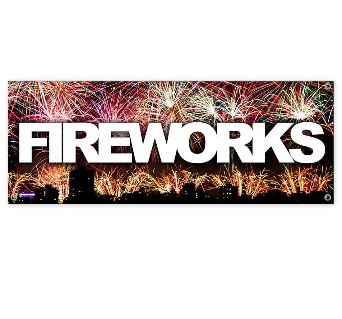 FIREWORKS CLEARANCE BANNER Advertising Vinyl Flag Sign INV