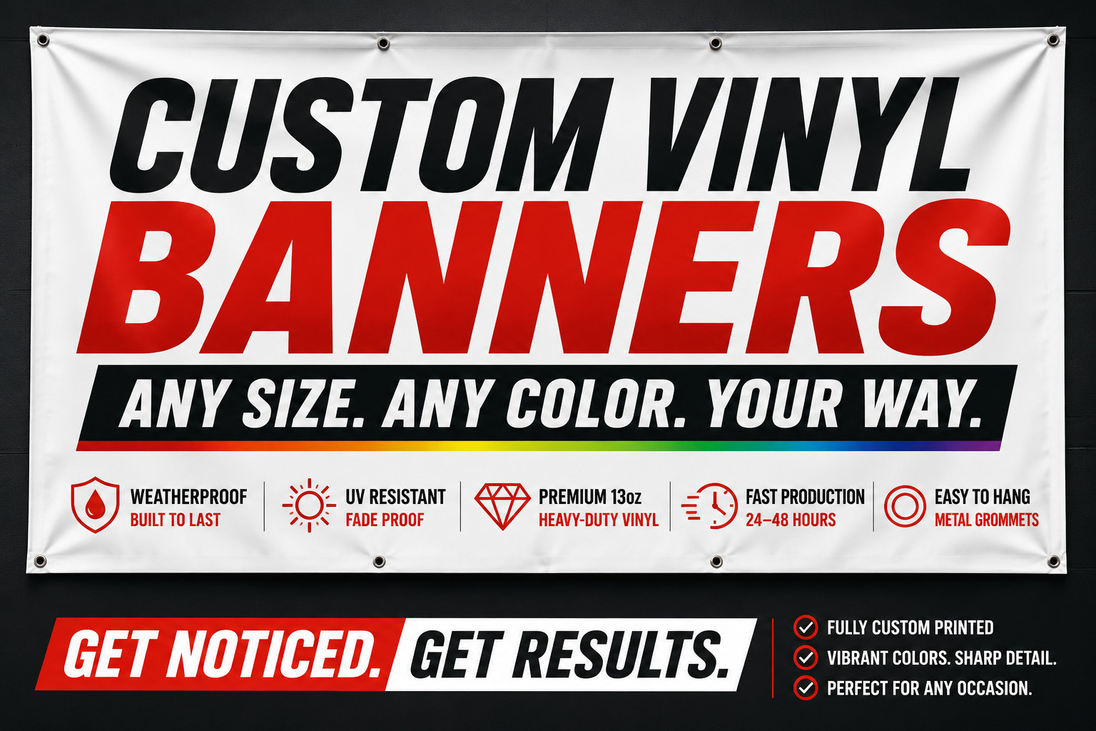 Custom Vinyl Banner Waterproof UV Resistant 13oz Heavy Duty Outdoor Made In USA