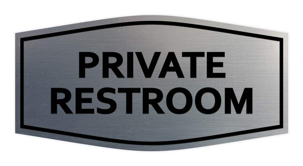 Fancy Private Restroom Sign Brushed Silver Medium Wall Door Mount Indicator