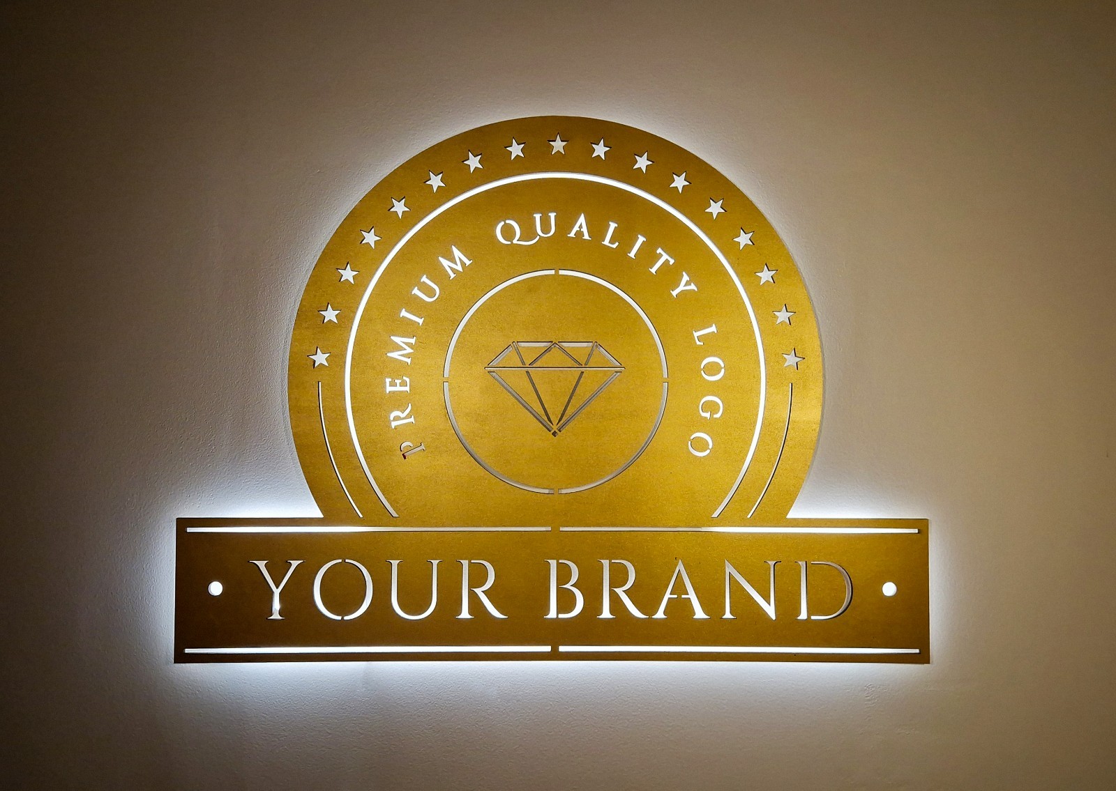 LED Wooden Logo Sign – YOUR BRANDING – Laser Cut Backlit Wall Logo for Business