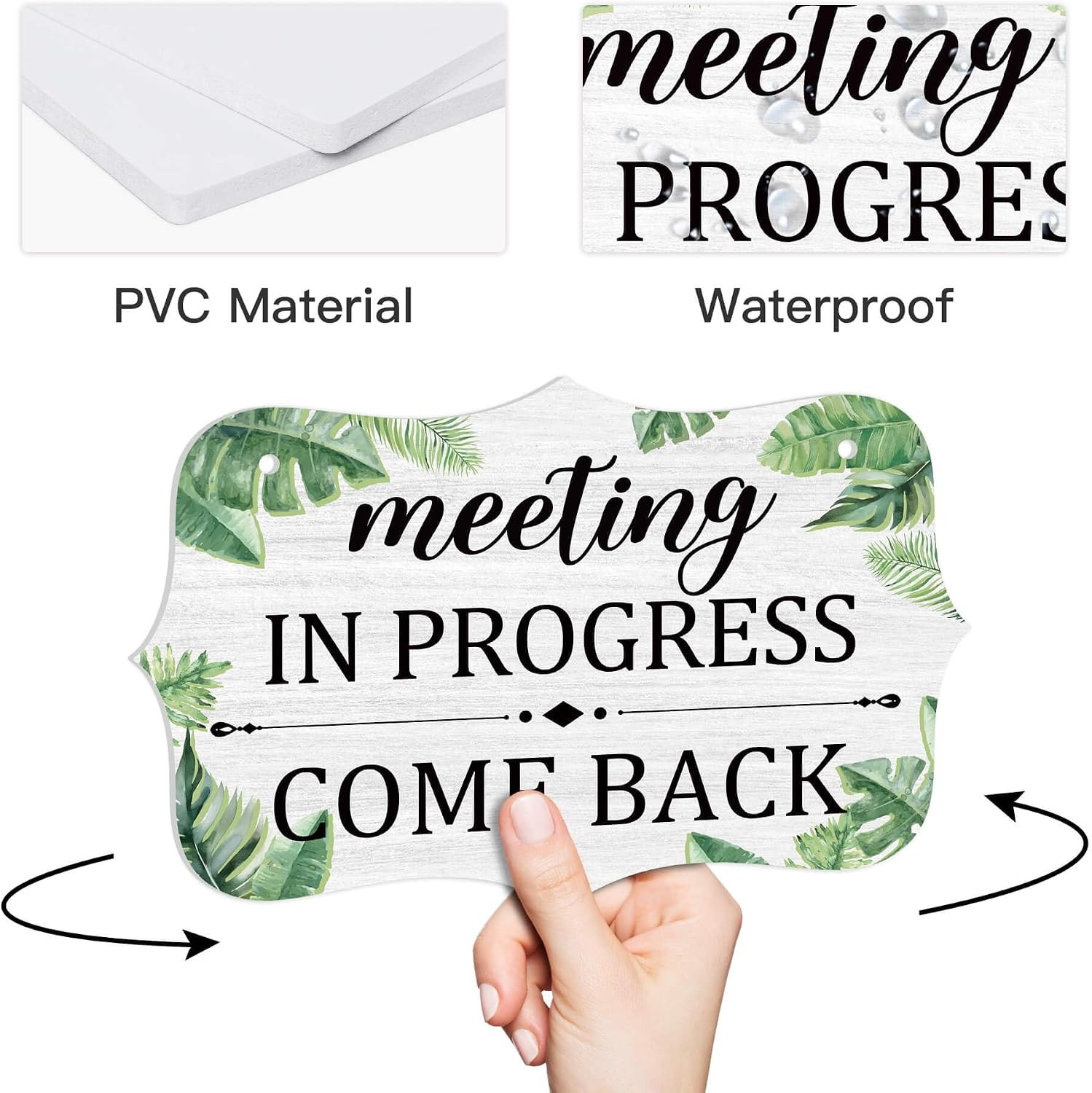 Meeting in Progress Please Come Back, Double Sided PVC Meeting Room Sign for Off