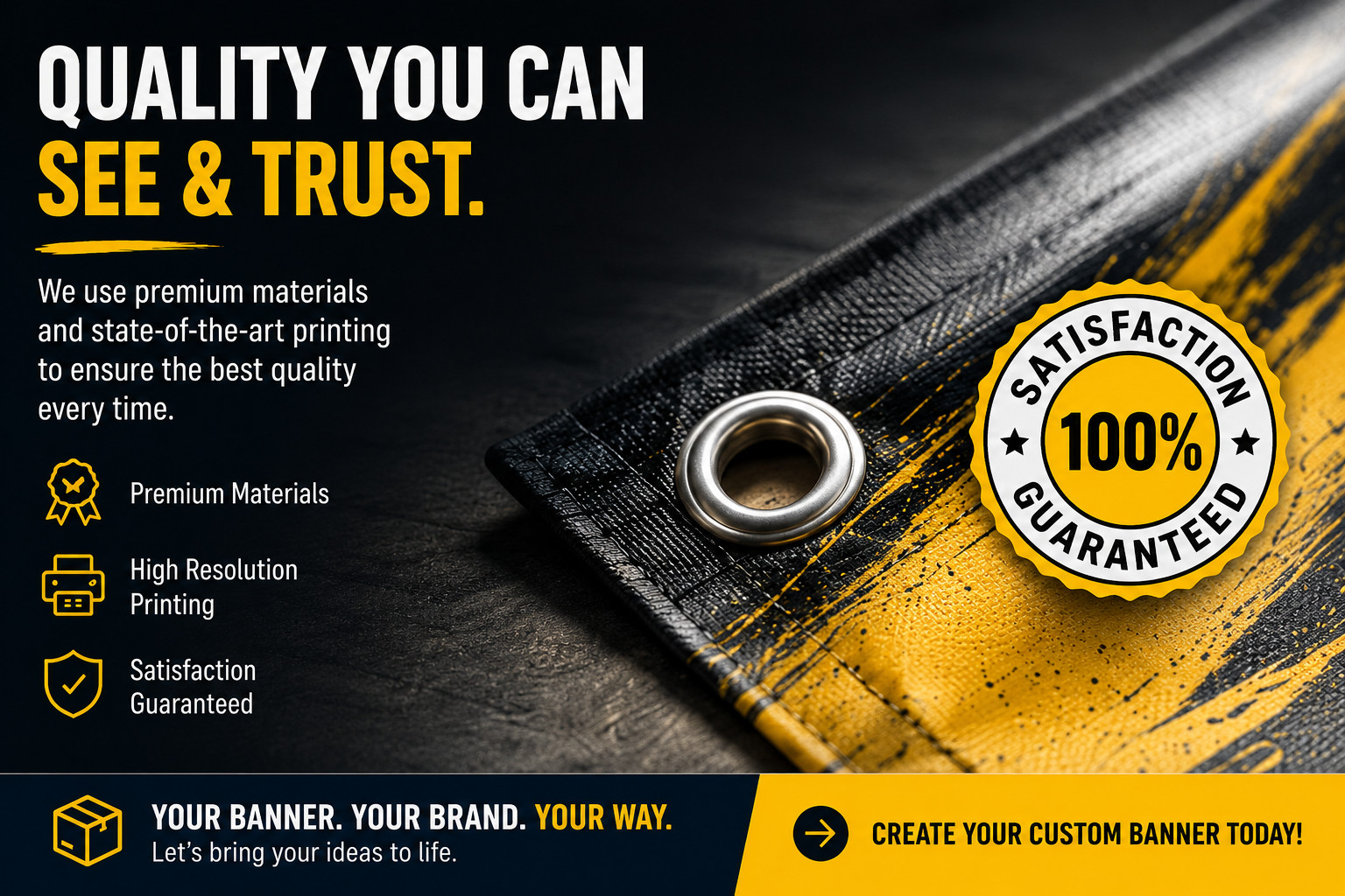 Custom Vinyl Banner Outdoor Waterproof UV Resistant 13oz Heavy Duty Made in USA