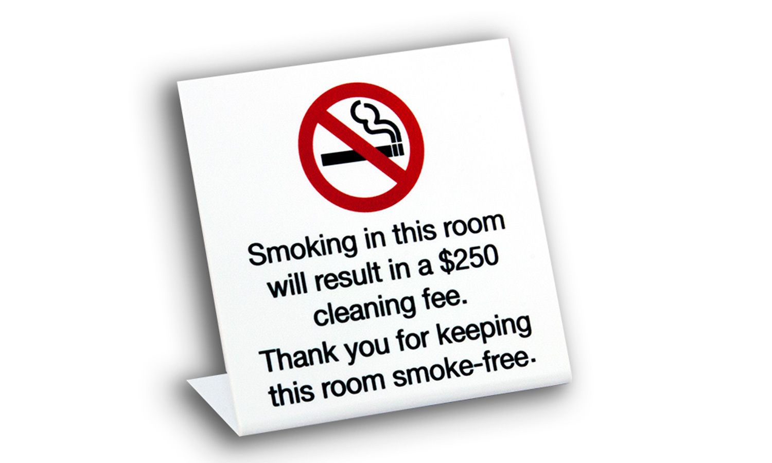 10pk No Smoking In Room Signs w/fee, Plastic, Free Shipping