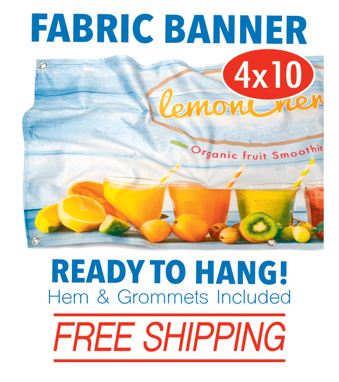 4′ x 10′ Custom Fabric Banner Full Color – FREE SHIPPING